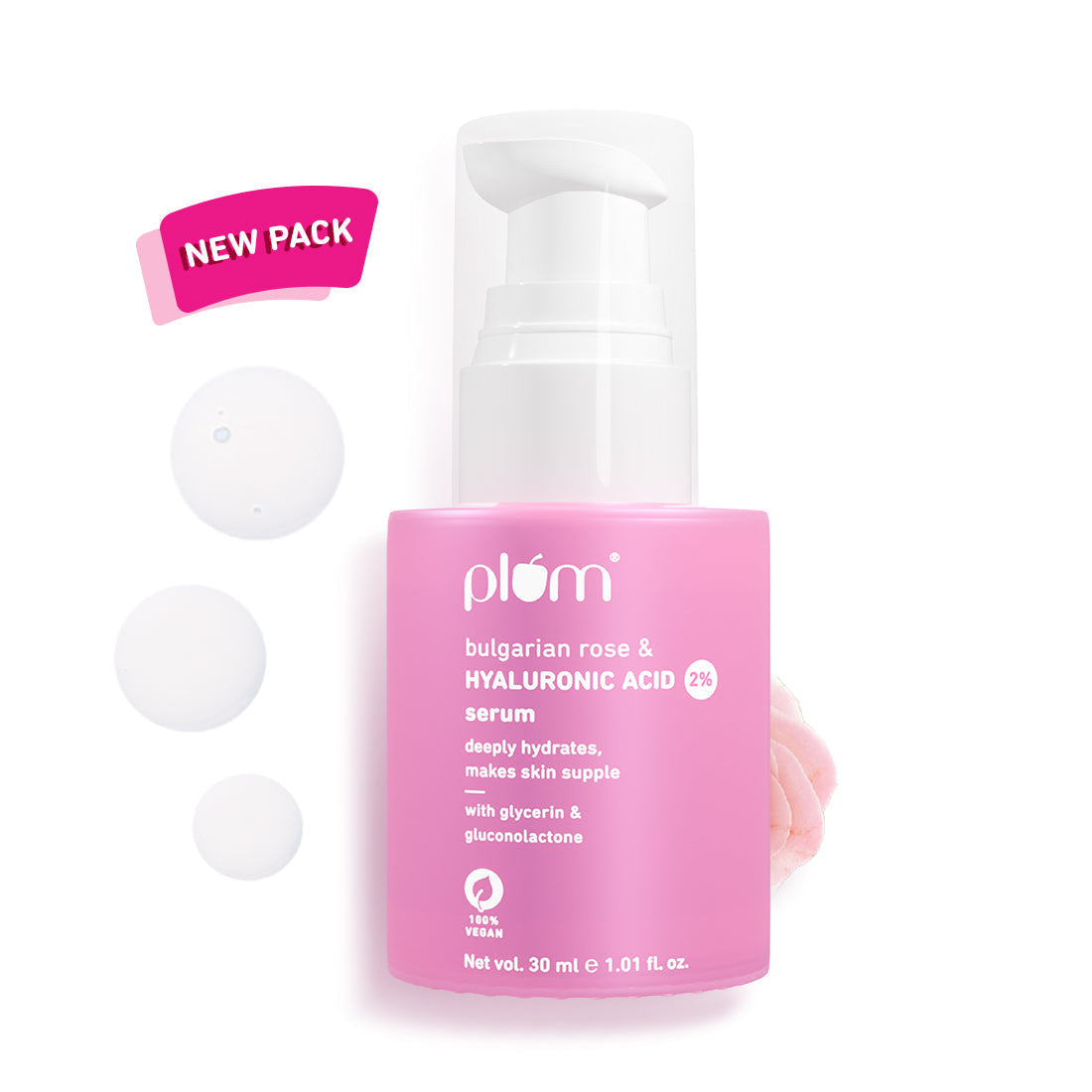 Plum 2% Hyaluronic Acid Face Serum with Bulgarian Rose | 30 ml | iBellaa