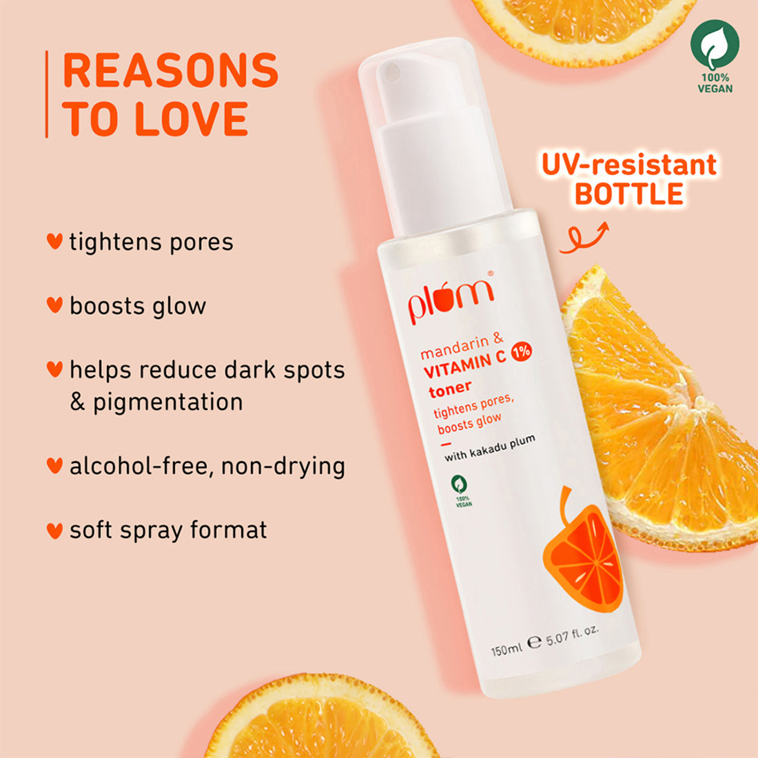 Plum Vitamin C Face Toner with Mandarin & Kakadu Plum | 150 ml | iBellaa