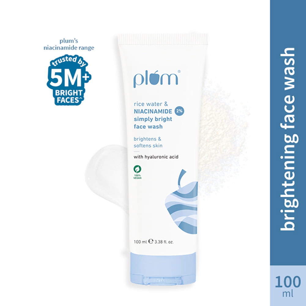 Plum 2% Niacinamide & Rice Water Simply Bright Face Wash | 100 ml | iBellaa