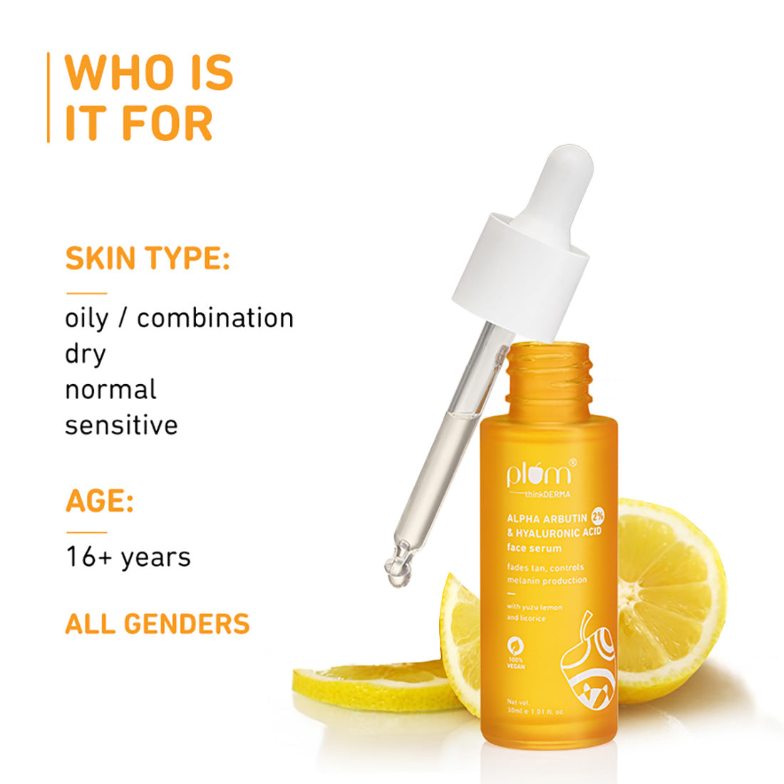 Plum 2% Alpha Arbutin & Hyaluronic Acid Face Serum | 30 ml | iBellaa