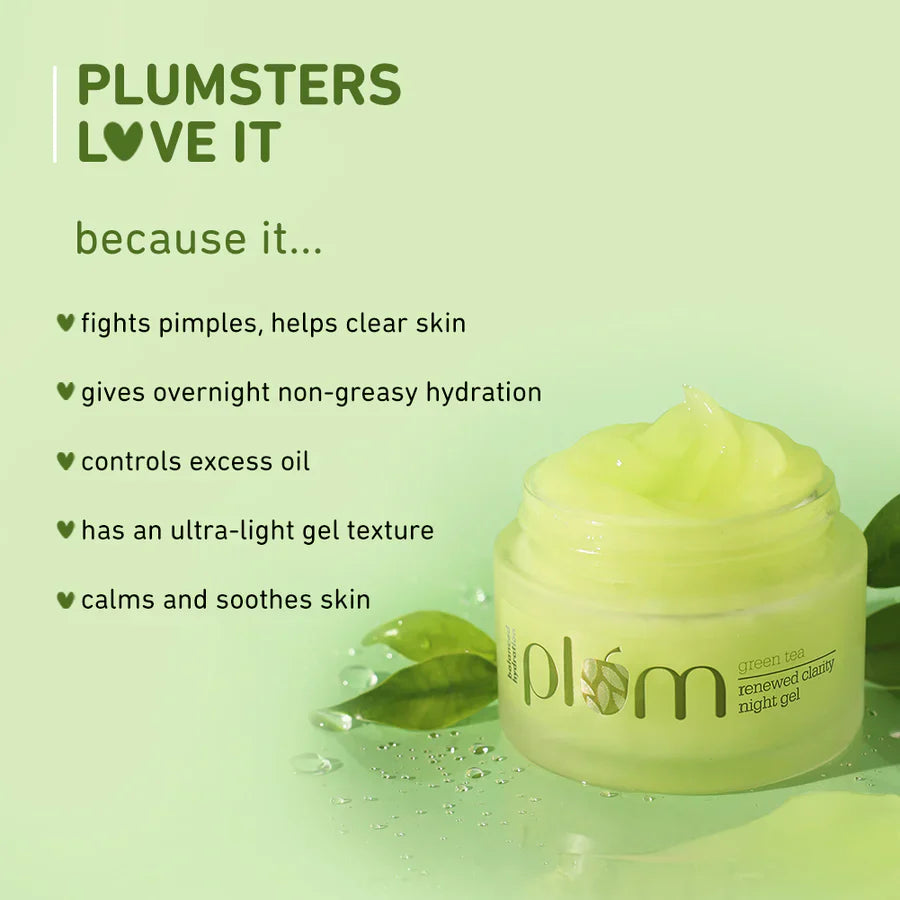 Plum Green Tea Renewed Clarity Night Gel | 50g | iBellaa