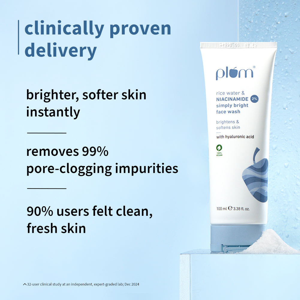 Plum 2% Niacinamide & Rice Water Simply Bright Face Wash | 100 ml | iBellaa