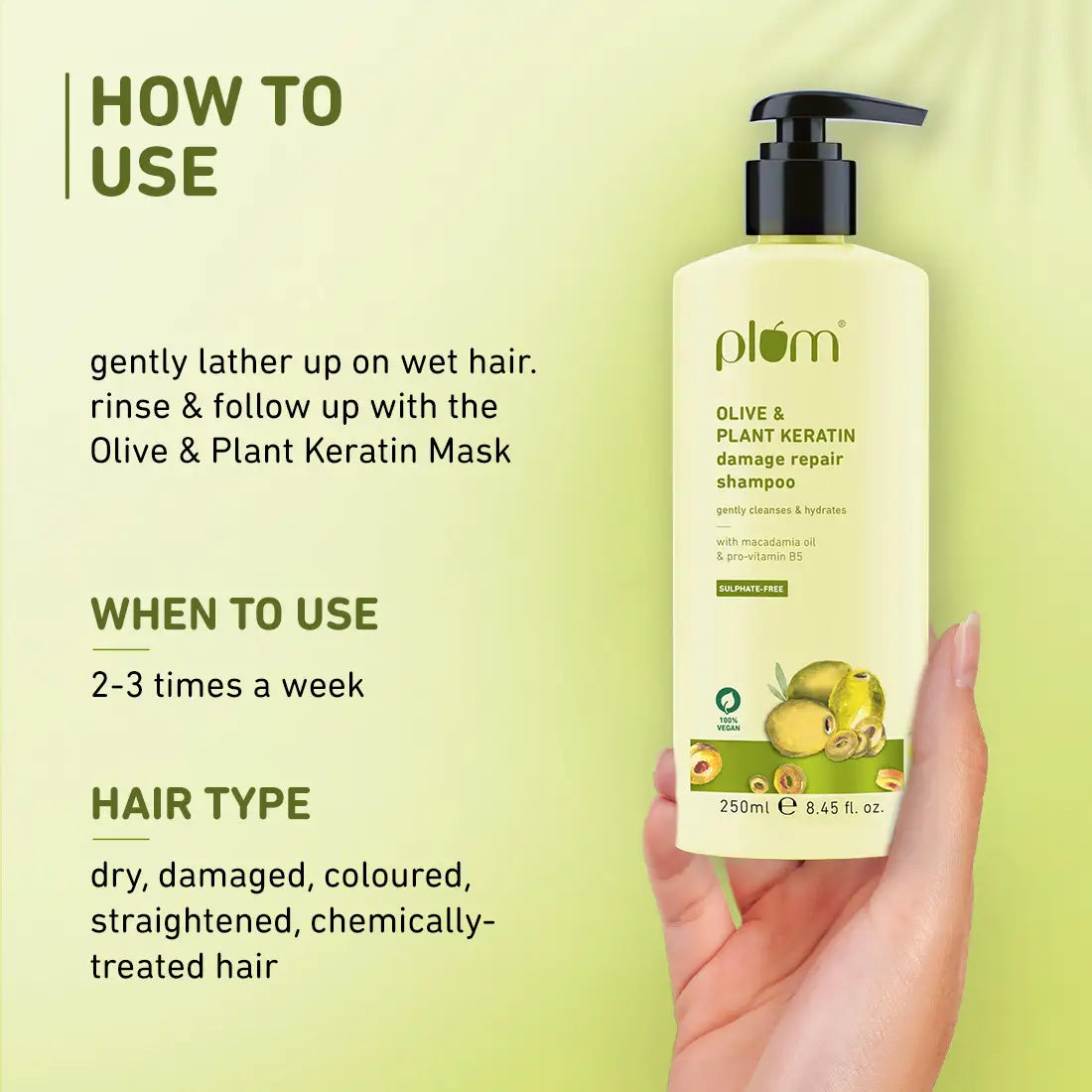Plum Olive & Plant Keratin Damage Repair Shampoo | 250ml | iBellaa