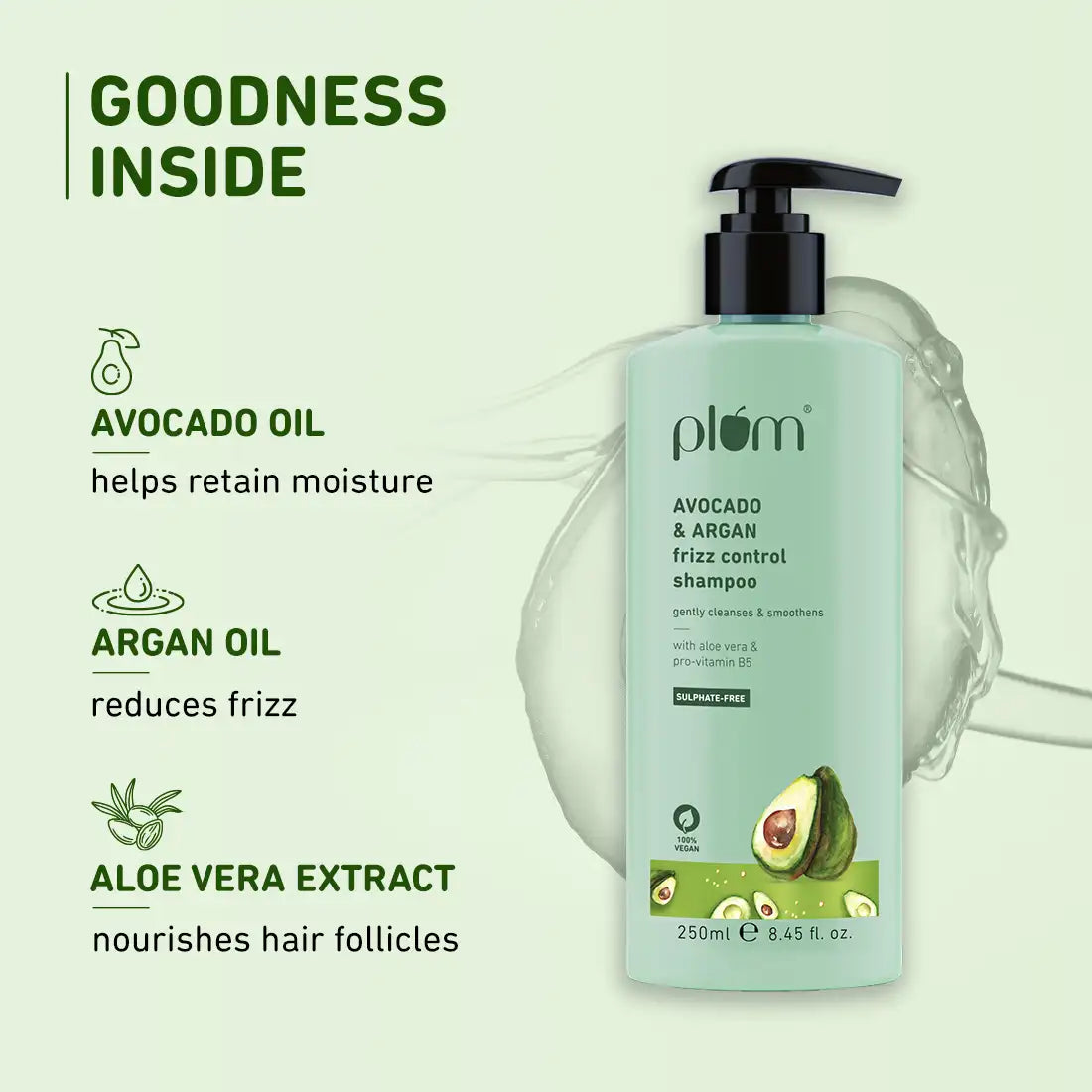 Plum Avocado & Argan Frizz Control Shampoo | 250 ml | iBellaa