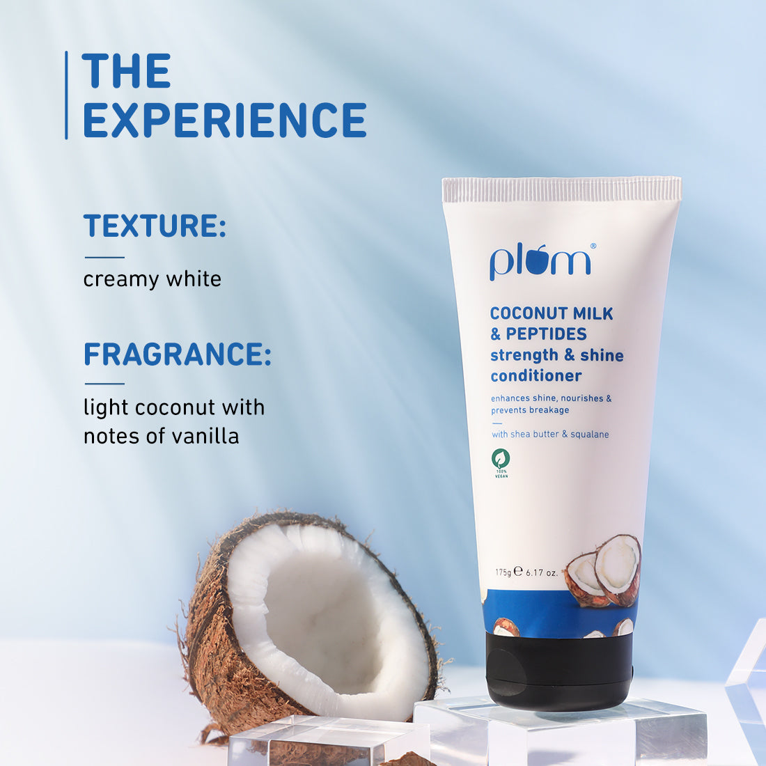 Plum Coconut Milk & Peptides Strength & Shine Conditioner 175 g | iBellaa