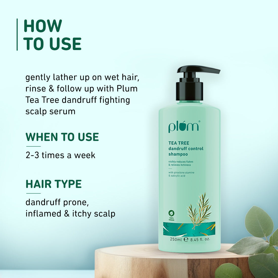 Plum Tea Tree Dandruff Control Shampoo | 250 ml | iBellaa