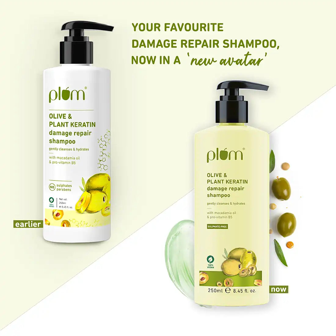 Plum Olive & Plant Keratin Damage Repair Shampoo | 250ml | iBellaa