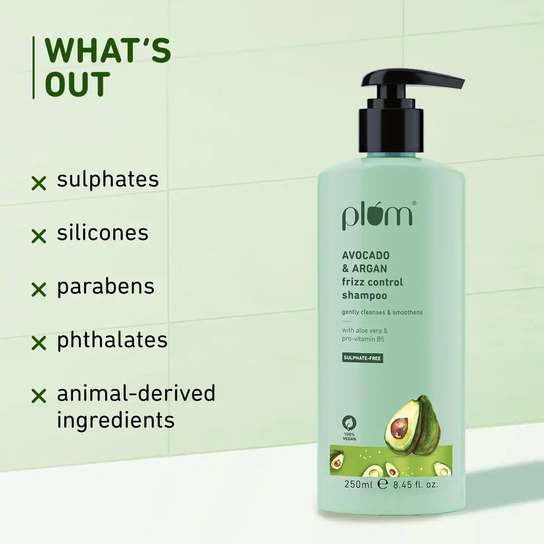 Plum Avocado & Argan Frizz Control Shampoo | 250 ml | iBellaa