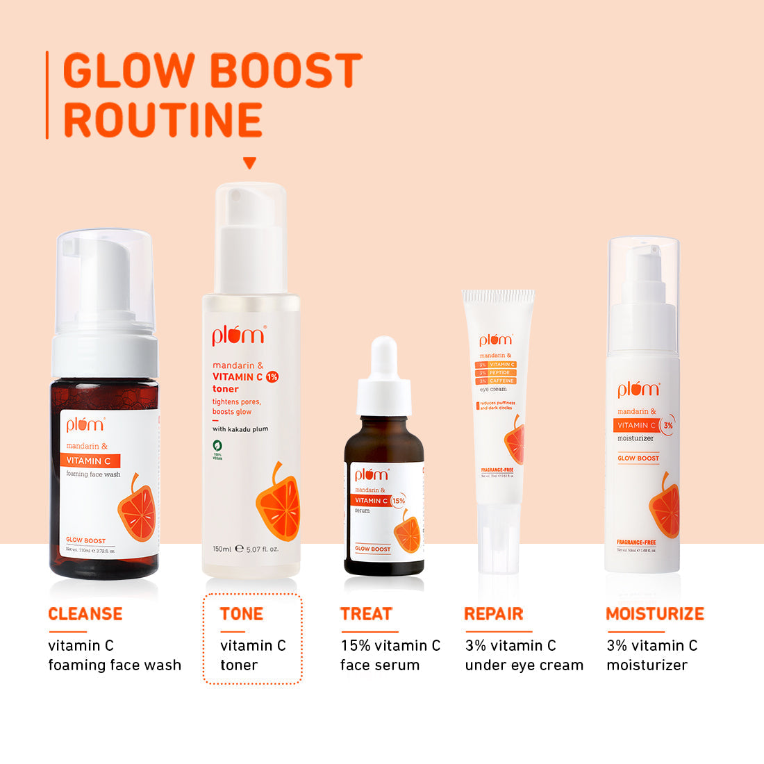 Plum Vitamin C Face Toner with Mandarin & Kakadu Plum | 150 ml | iBellaa
