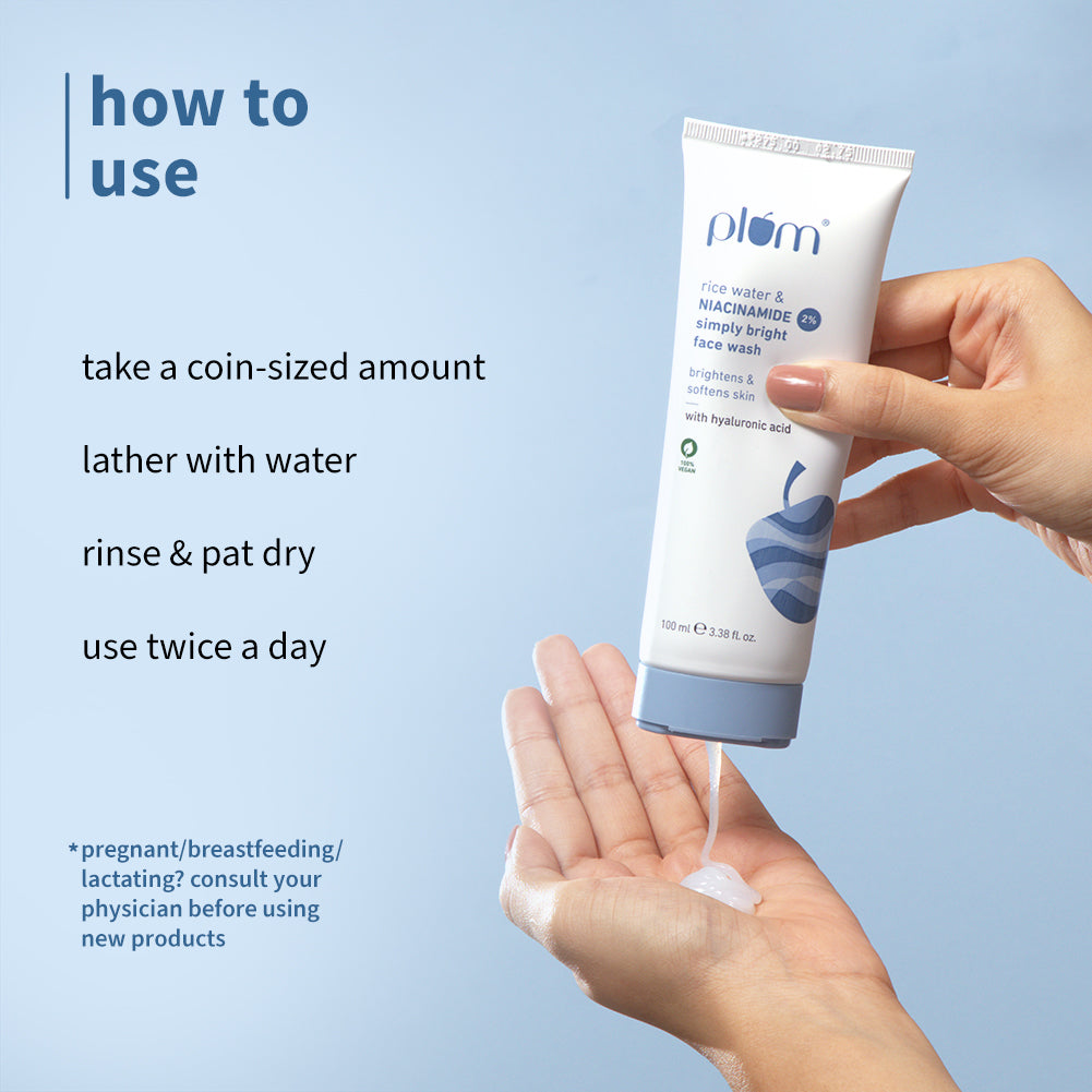 Plum 2% Niacinamide & Rice Water Simply Bright Face Wash | 100 ml | iBellaa