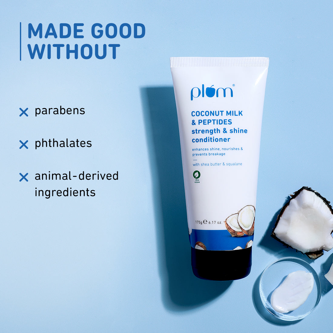 Plum Coconut Milk & Peptides Strength & Shine Conditioner 175 g | iBellaa