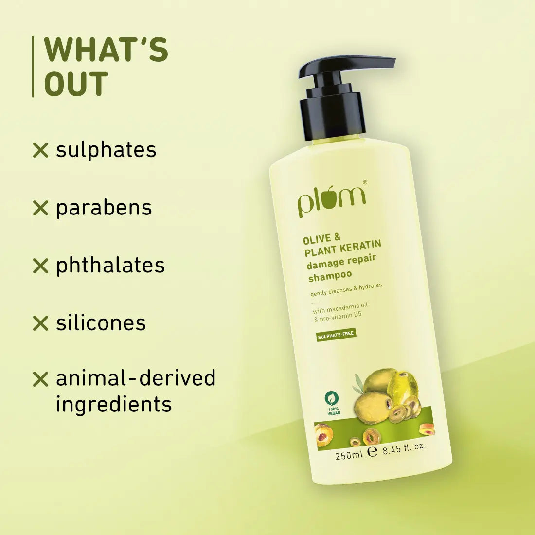 Plum Olive & Plant Keratin Damage Repair Shampoo | 250ml | iBellaa