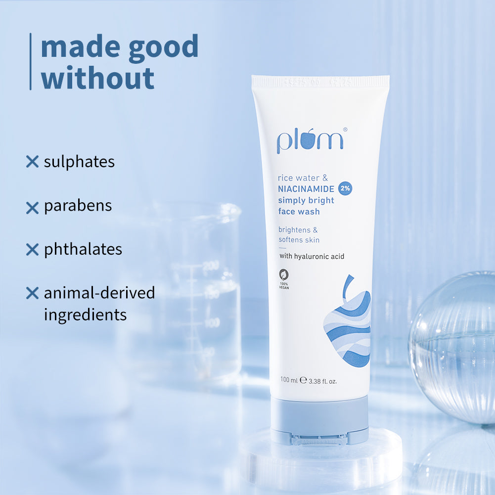 Plum 2% Niacinamide & Rice Water Simply Bright Face Wash | 100 ml | iBellaa