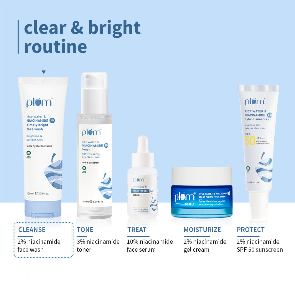 Plum 2% Niacinamide & Rice Water Simply Bright Face Wash | 100 ml | iBellaa
