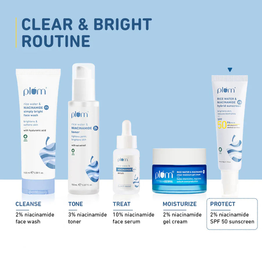 Plum 2% Niacinamide & Rice Water SPF 50 PA+++ Hybrid Sunscreen | iBellaa