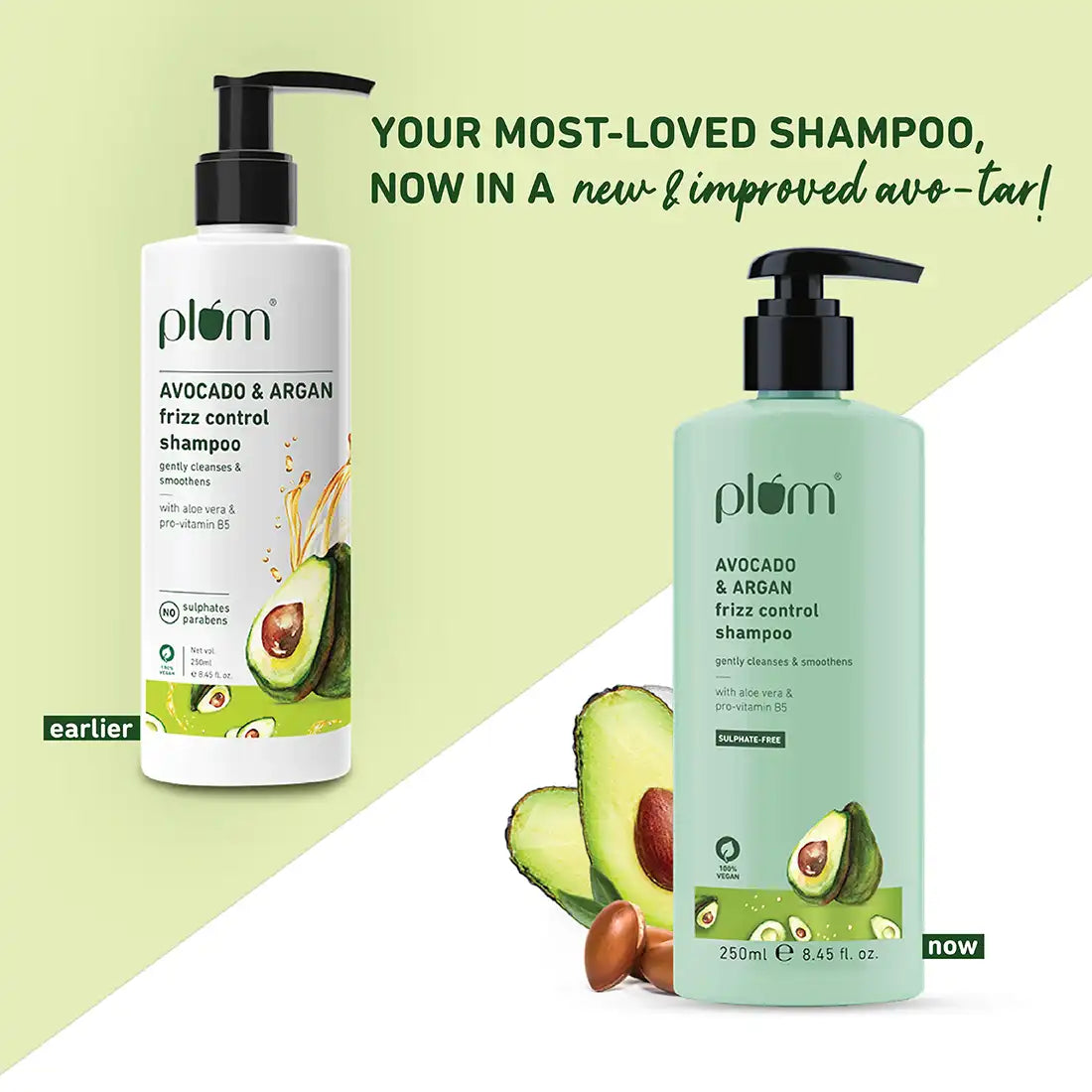 Plum Avocado & Argan Frizz Control Shampoo | 250 ml | iBellaa