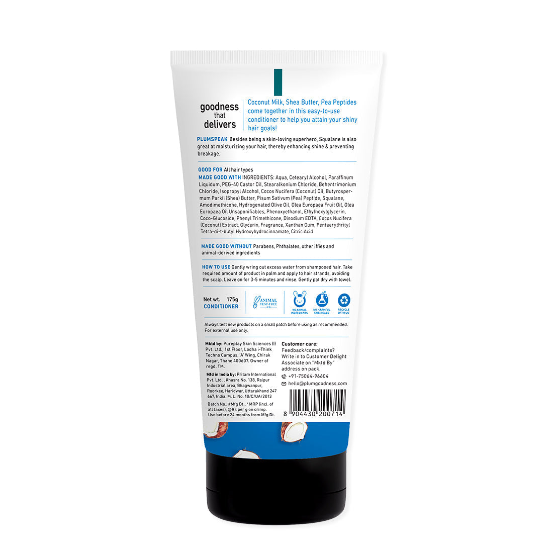 Plum Coconut Milk & Peptides Strength & Shine Conditioner 175 g | iBellaa