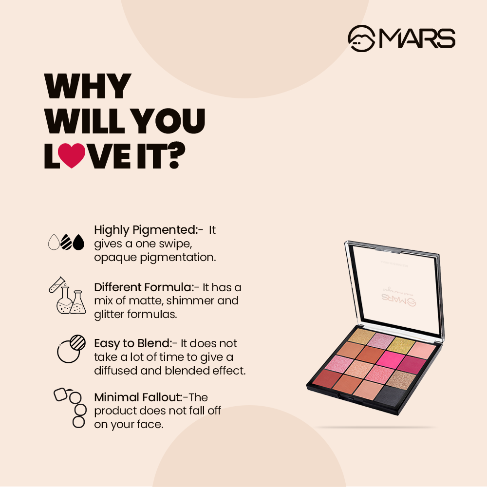 MARS 16 Color Eyeshadow Palette- Mesmereyes | 20.8 g | iBellaa