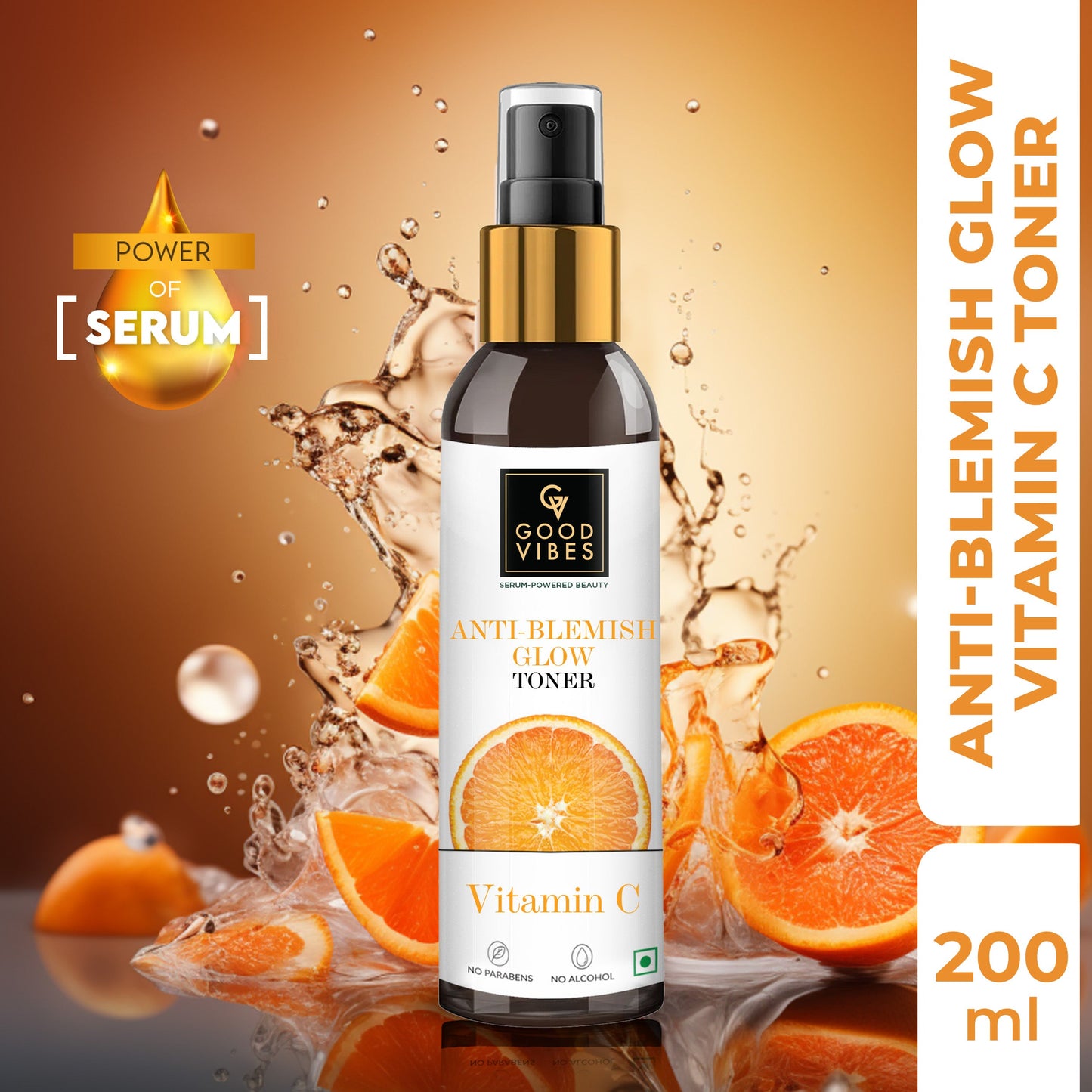 Good Vibes Anti Blemish Glow Toner Vitamin C with Power of Serum | 200 ml | iBellaa