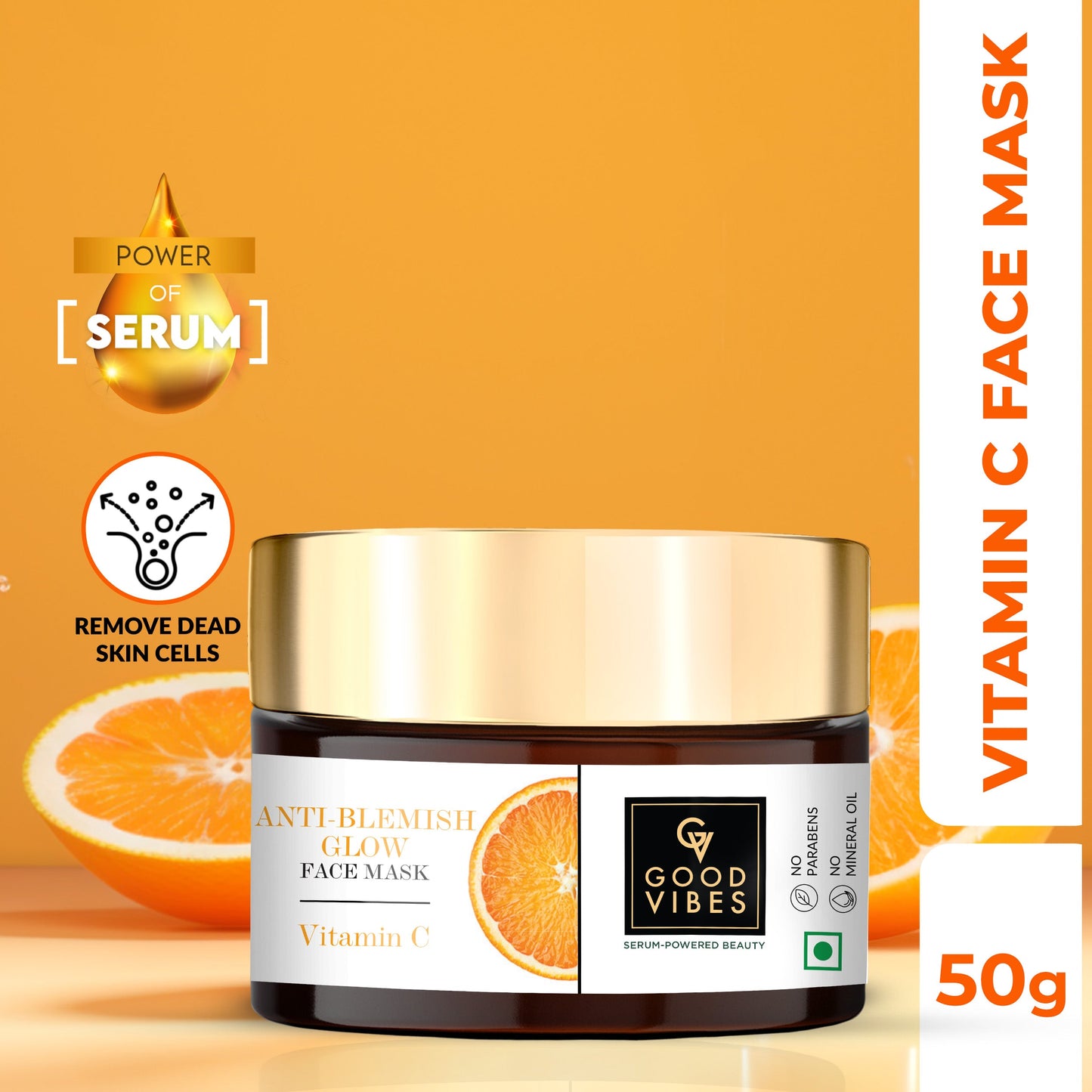 Good Vibes Anti Blemish Glow Face Mask Vitamin C with Power of Serum - Hydrating, Softening, Cleansing | 50g | iBellaa