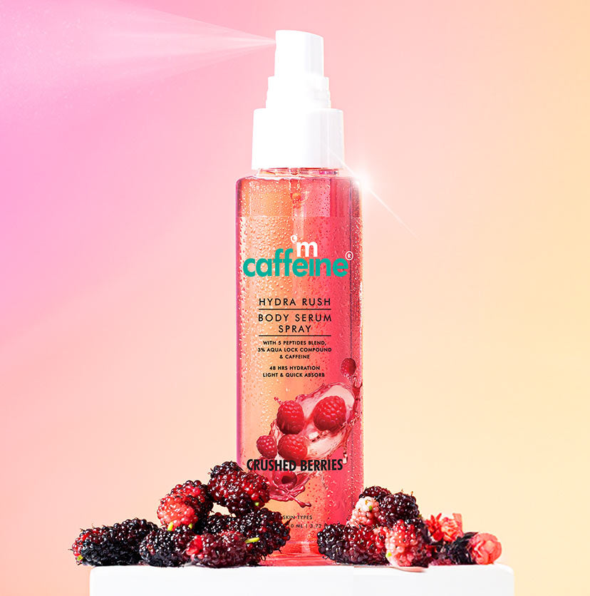 mCaffeine Hydra Rush Body Serum Spray - Crushed Berries, 110ml | iBellaa