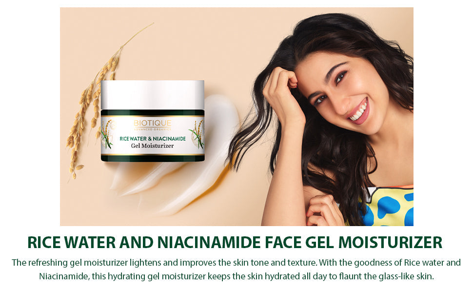Biotique Rice Water & Niacinamide Gel Moisturizer 50ml | iBellaa