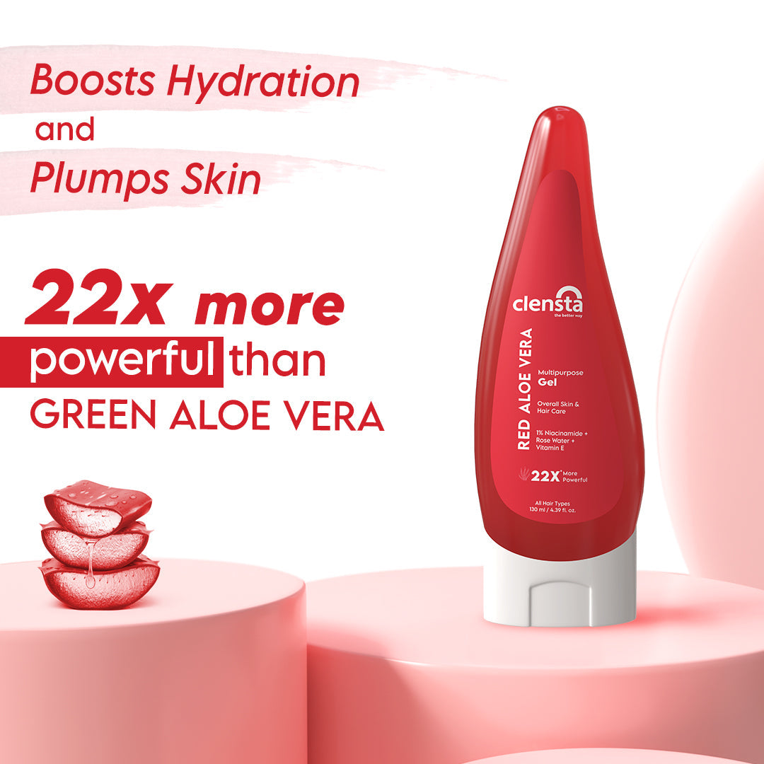 Clensta Red Aloe Vera Multipurpose Gel | 1% Niacinamide, Rose Water & Vitamin E | 130 ml | iBellaa
