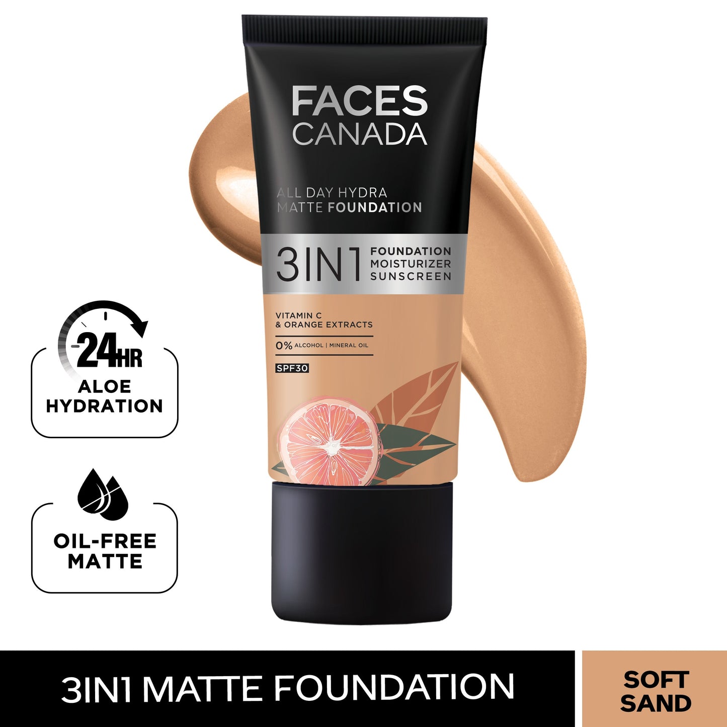 Faces Canada 3 in 1 All Day Hydra Matte Foundation | 25 ml | iBellaa