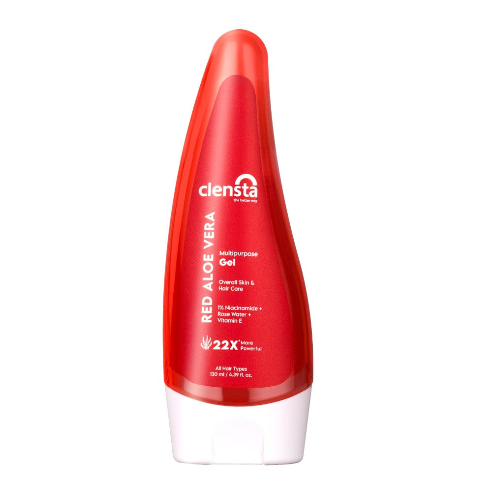 Clensta Red Aloe Vera Multipurpose Gel | 1% Niacinamide, Rose Water & Vitamin E | 130 ml | iBellaa