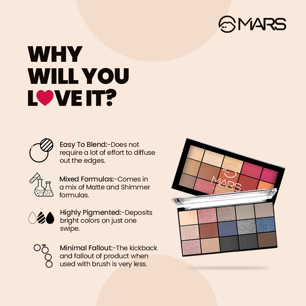 MARS 15 Color Eyeshadow Palette | Fantasy 15 | 22.5 g | iBellaa