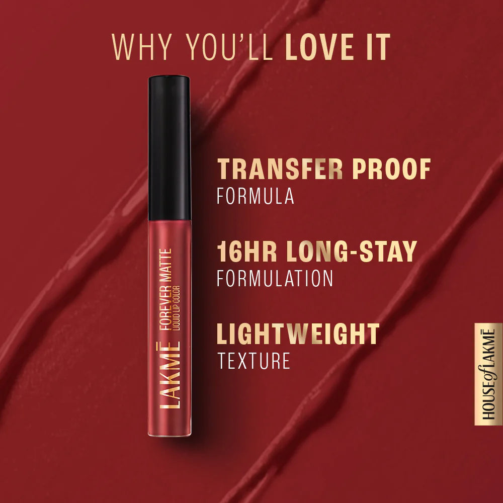 Lakme Forever Matte Liquid Lip | 5.6 ml | iBellaa