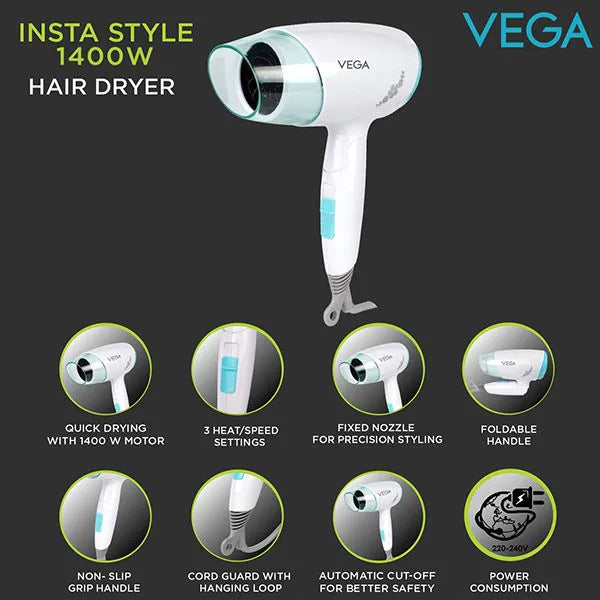 VEGA Insta Look 1400 Watts Hair Dryer - VHDH-23 | iBellaa