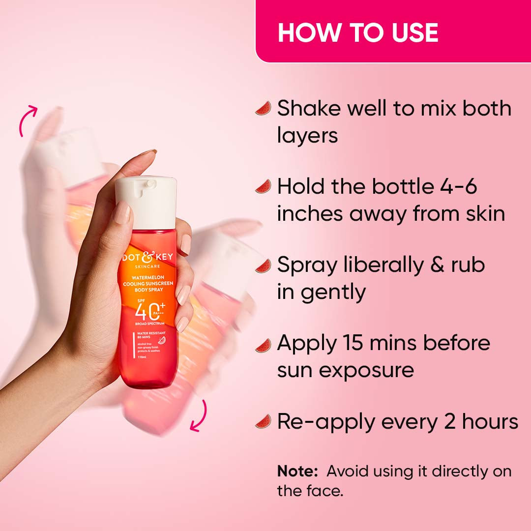 Dot & Key Watermelon Cooling Body Sunscreen Spray SPF 40+ PA+++ | 110 ml | iBellaa