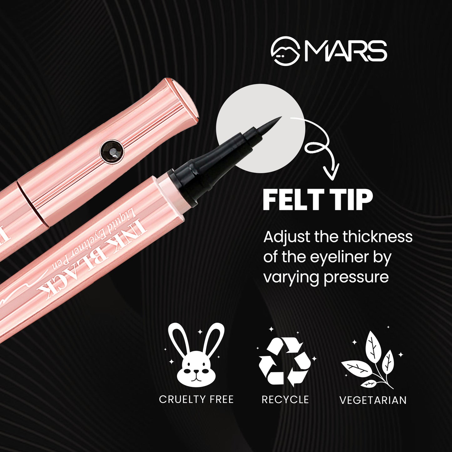 MARS Sketch Pen Eyeliner | Ink Black Eyeliner | 1 ml | iBellaa
