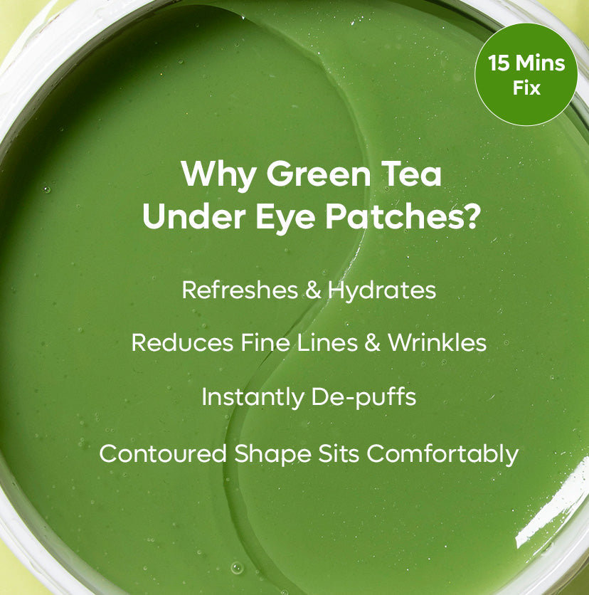 mCaffeine Green Tea Hydrogel Under Eye Patches with 1% Caffeine - 15 Pairs | iBellaa
