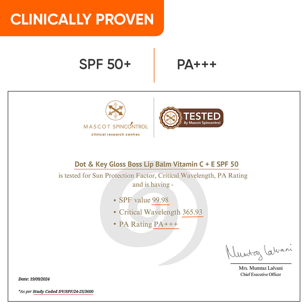 DOT & KEY Vitamin C + E Lip Balm with SPF 50+ | 12 g | iBellaa