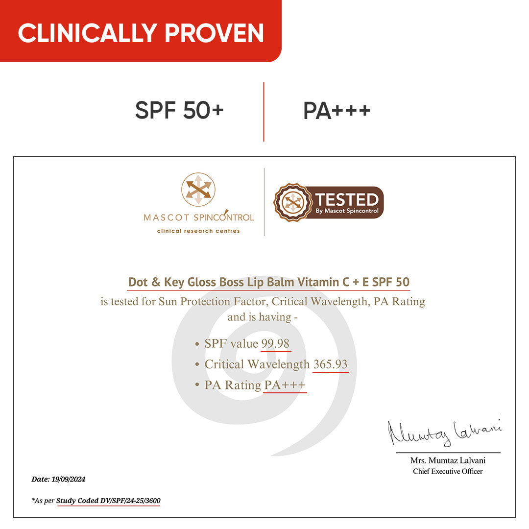 DOT & KEY Vitamin C + E Lip Balm with SPF 50+ | 12 g | iBellaa