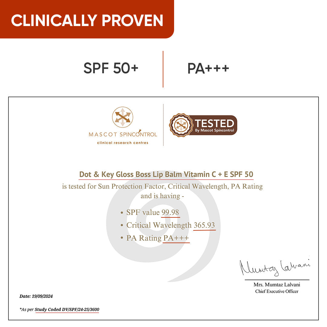 DOT & KEY Vitamin C + E Lip Balm with SPF 50+ | 12 g | iBellaa