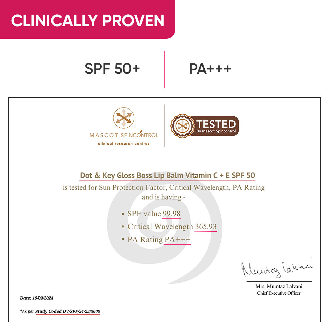 DOT & KEY Vitamin C + E Lip Balm with SPF 50+ | 12 g | iBellaa