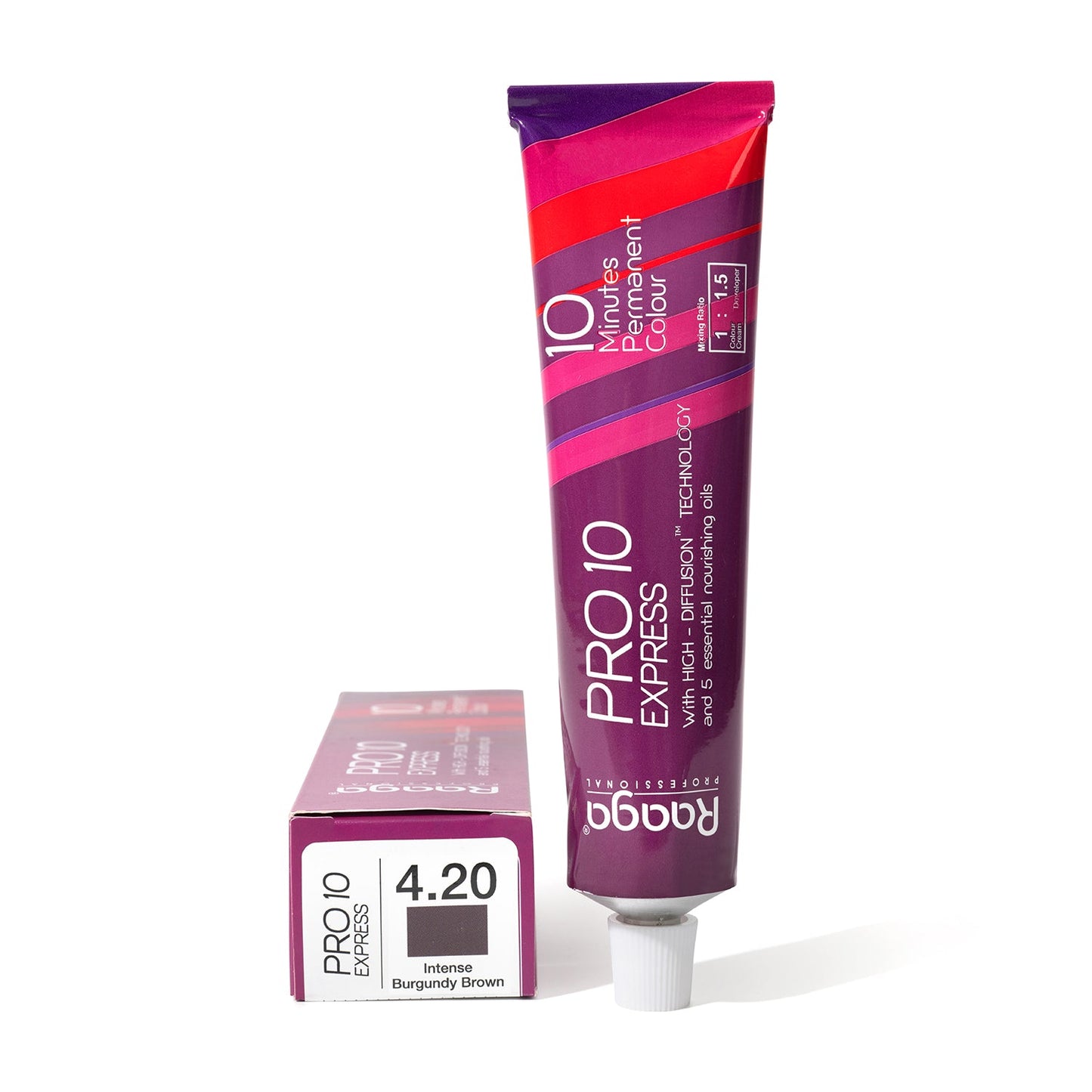 Raaga Professional Pro 10 Express Colour | 10 Minutes Permanent Hair Colour (Intense Burgundy Brown 4.20) 90 g | iBellaa