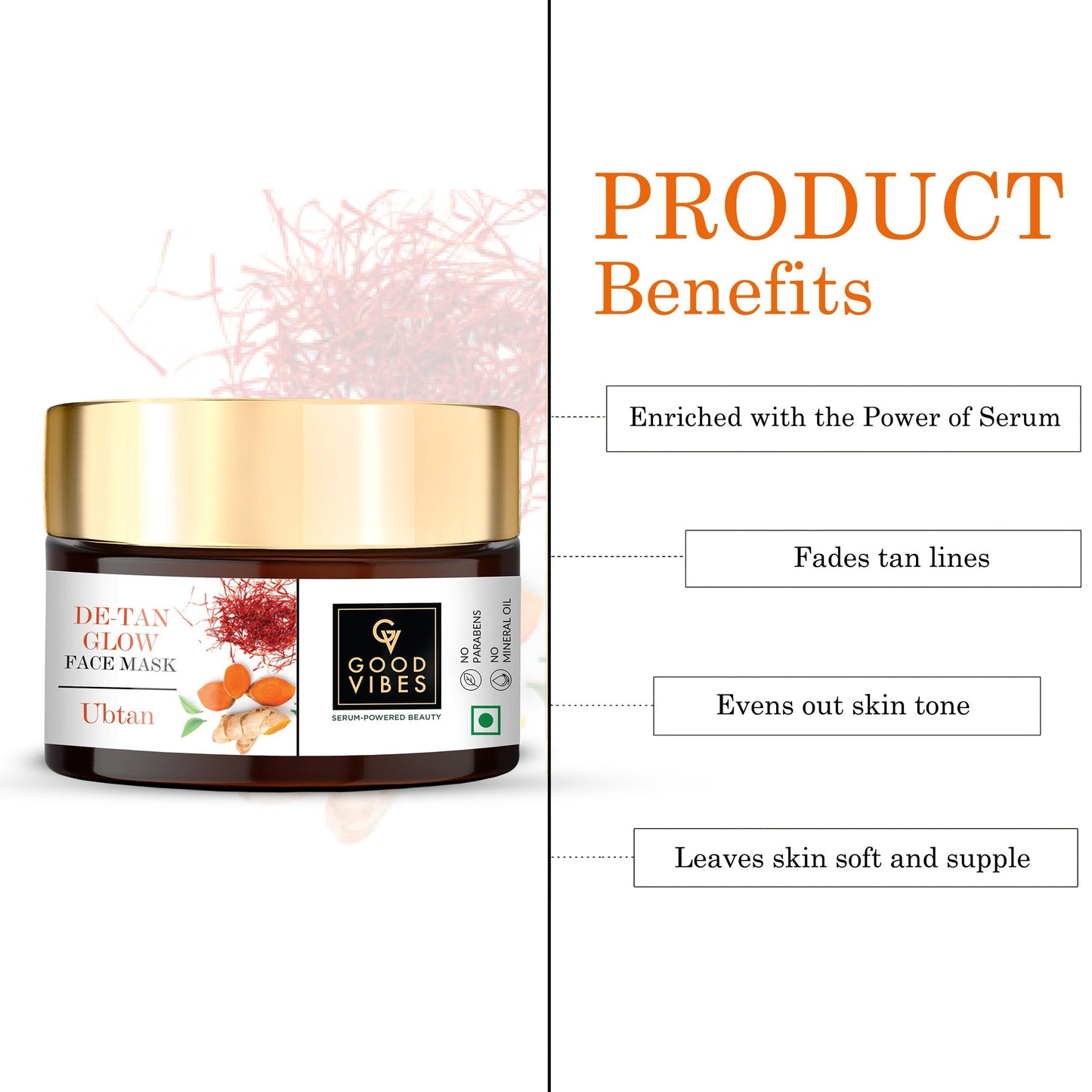 Good Vibes De-Tan Glow Face Mask Ubtan with Power of Serum | iBellaa