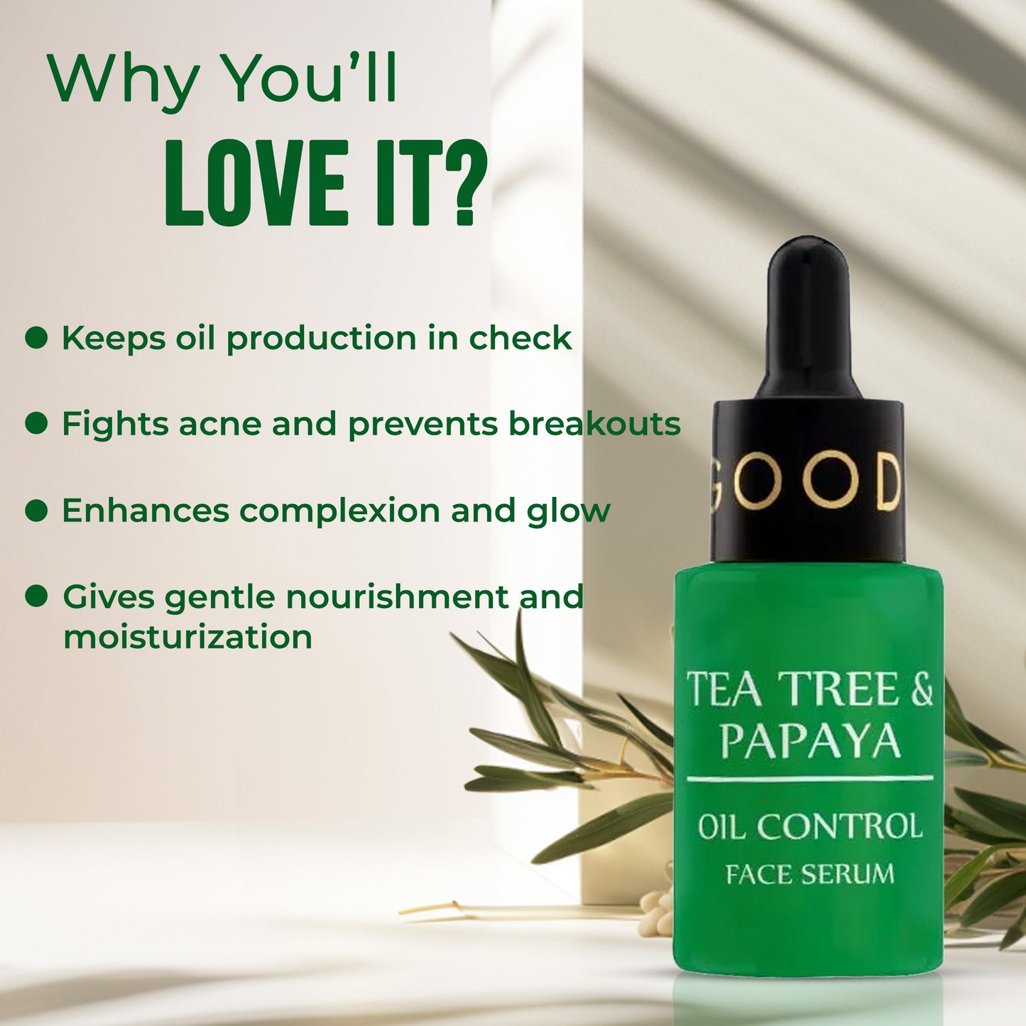 Good Vibes Oil Control Tea Tree & Papaya Face Serum 30ml | iBellaa