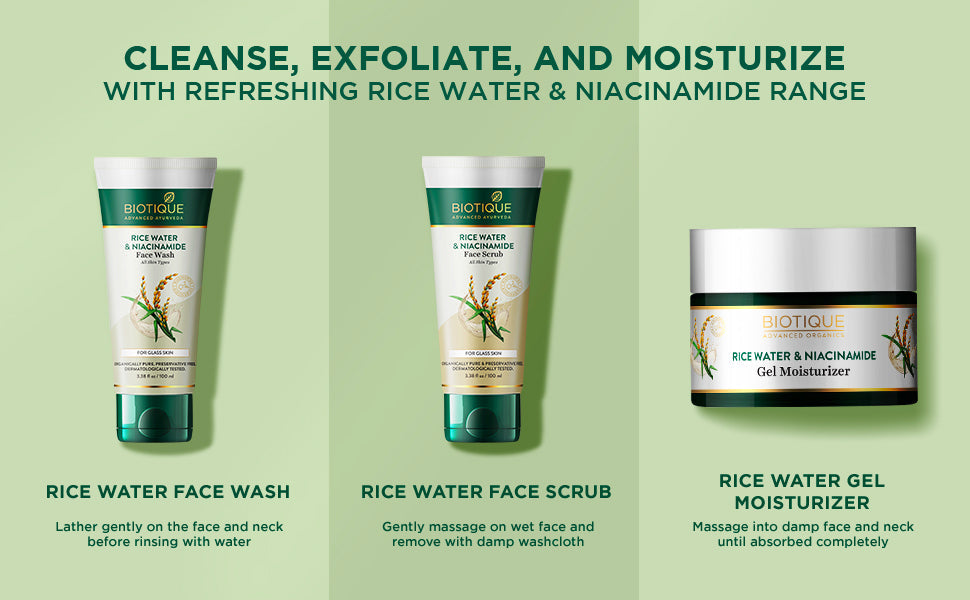 Biotique Rice Water & Niacinamide Gel Face Wash 100ml | iBellaa