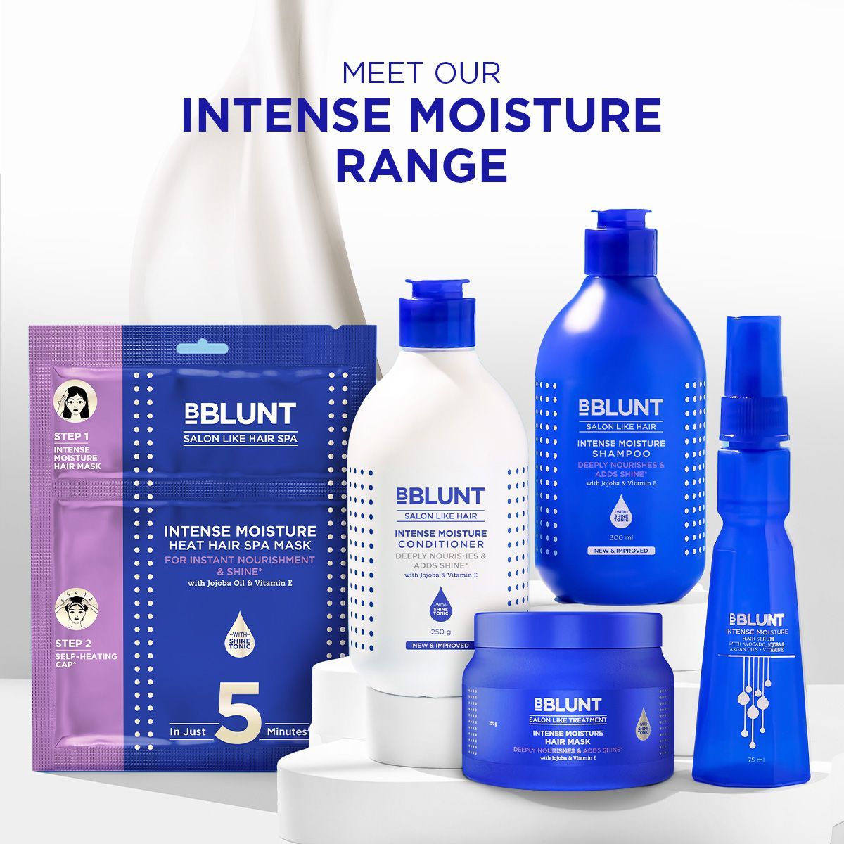 BBLUNT Intense Moisture Hair Mask with Jojoba Oil & Vitamin E for Nourished & Shiny Hair- 250 g | iBellaa