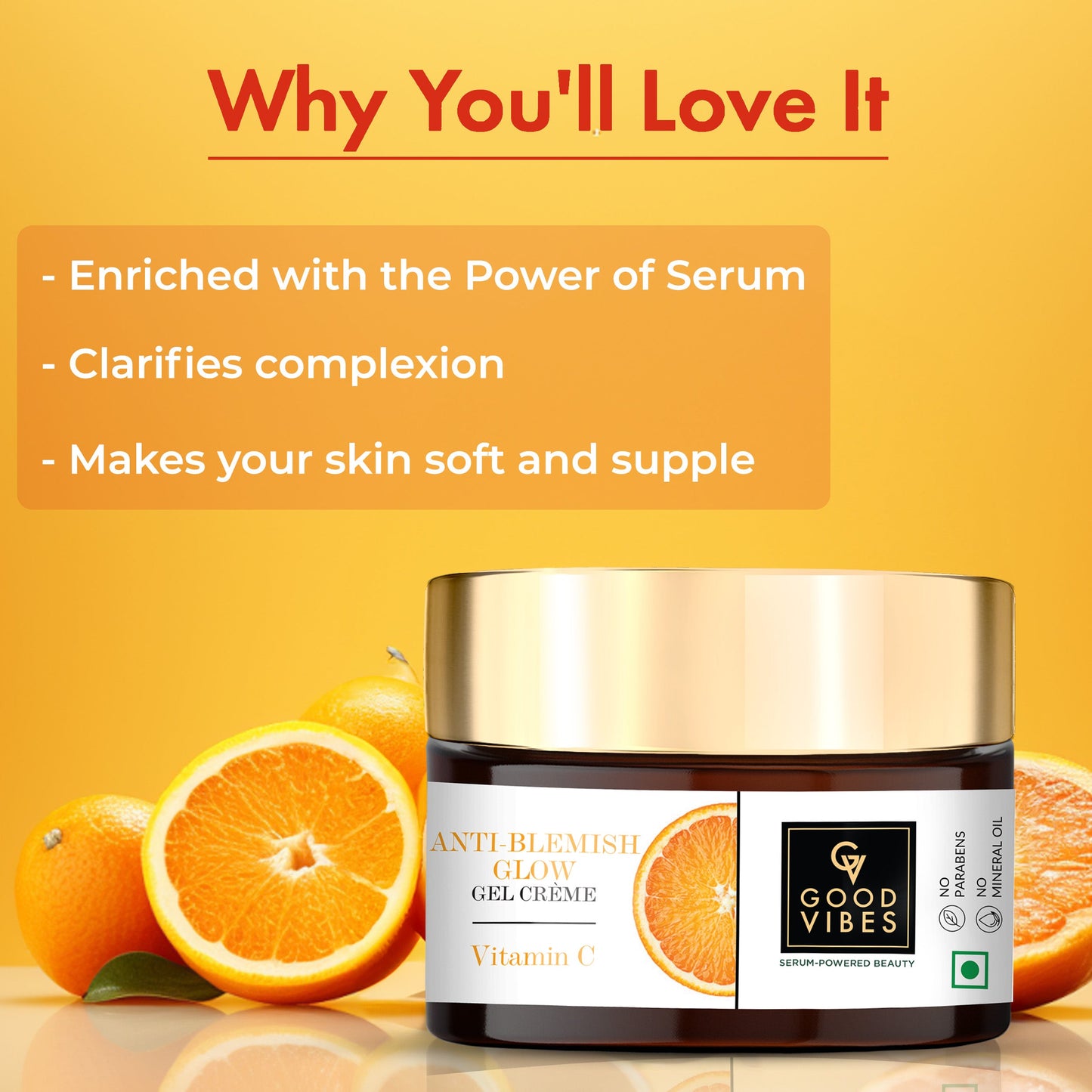 Good Vibes Anti Blemish Glow Face Mask Vitamin C with Power of Serum - Hydrating, Softening, Cleansing | 50g | iBellaa