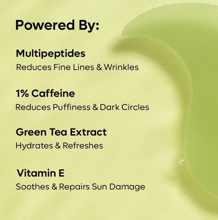 mCaffeine Green Tea Hydrogel Under Eye Patches with 1% Caffeine - 15 Pairs | iBellaa