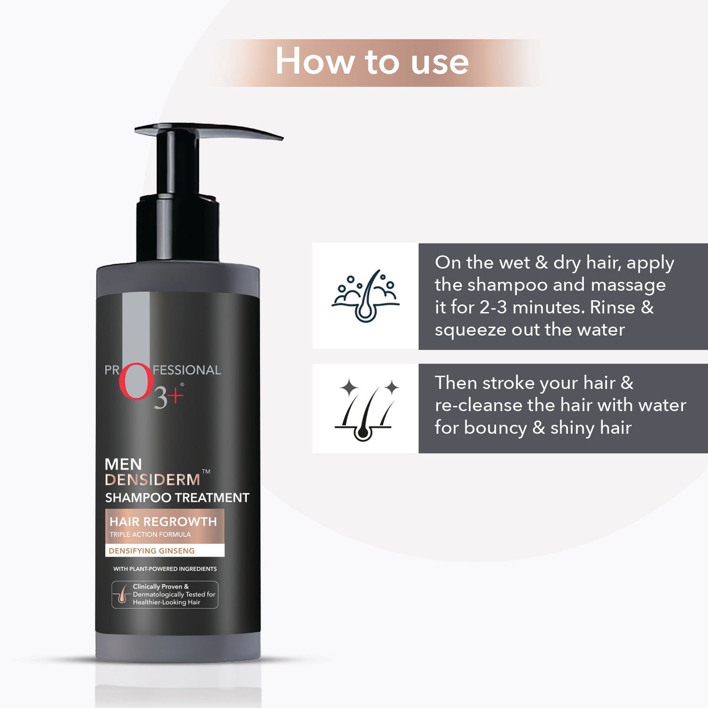 O3+ Men Densiderm Anti Hair Loss Shampoo for Dense hair & Regrowth | 200 ml | iBellaa
