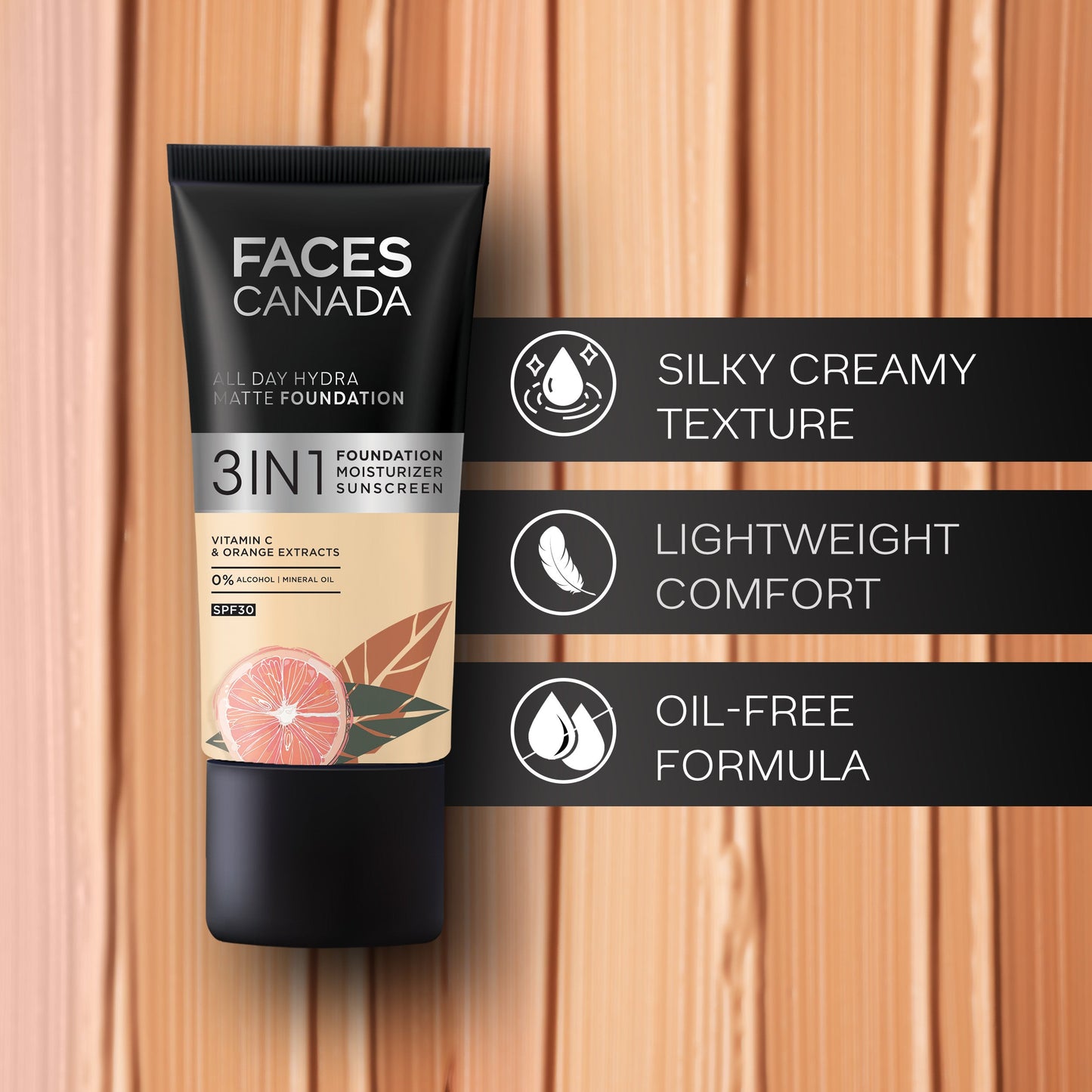 Faces Canada 3 in 1 All Day Hydra Matte Foundation | 25 ml | iBellaa