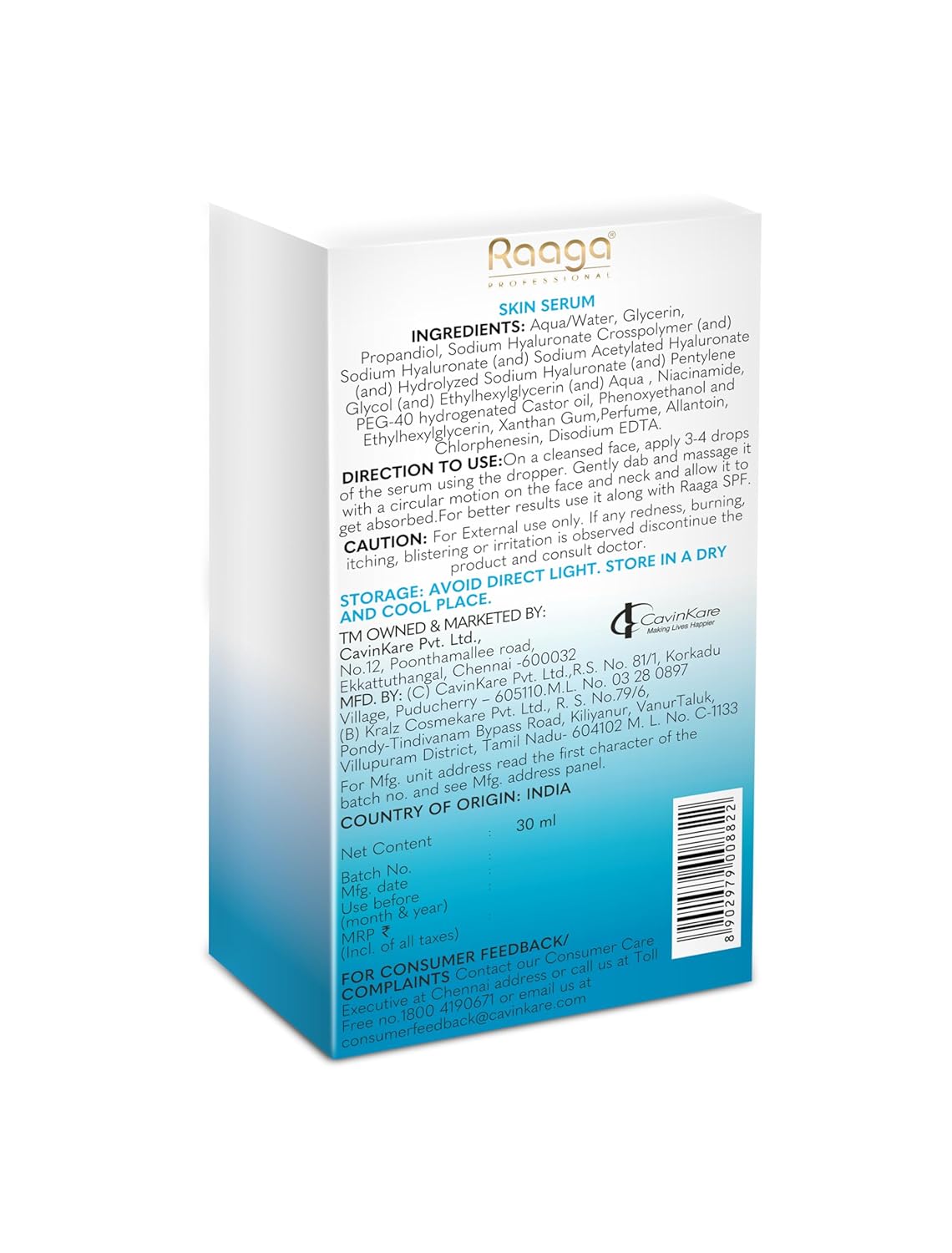 Raaga Professional Hydrating Face Serum With Hyaluronic Acid and Niacinamide | 30ml | iBellaa