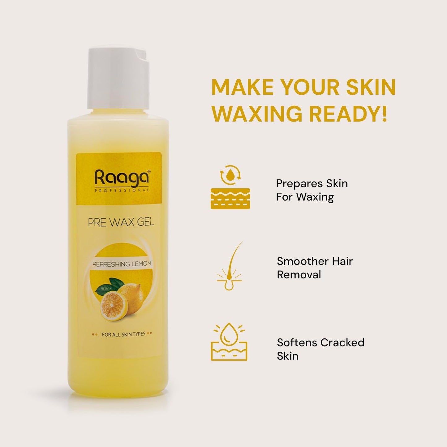 Raaga Professional Pre Wax Gel with Refreshing Lemon and Cocoa Butter (250 ml) | iBellaa
